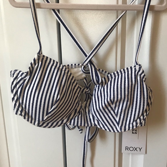 NWT Roxy Striped Bikini Top - Picture 1 of 5